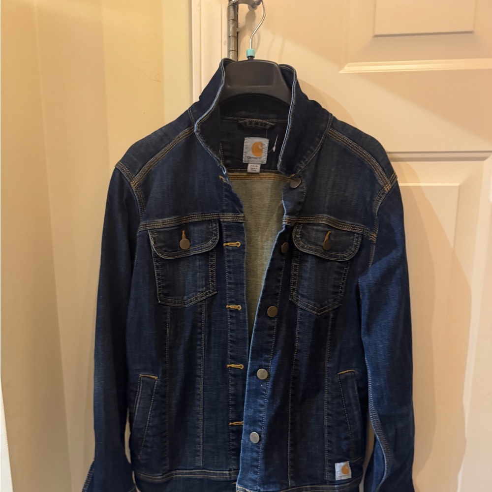 Carhartt Indigo Denim Jacket with‎ Logo Patch Womens Small 4/6
